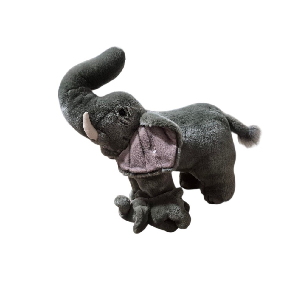 VTG Peep A Pals Elephant Plush Mom and Baby Realistic Safari Stuffed Animal Toy